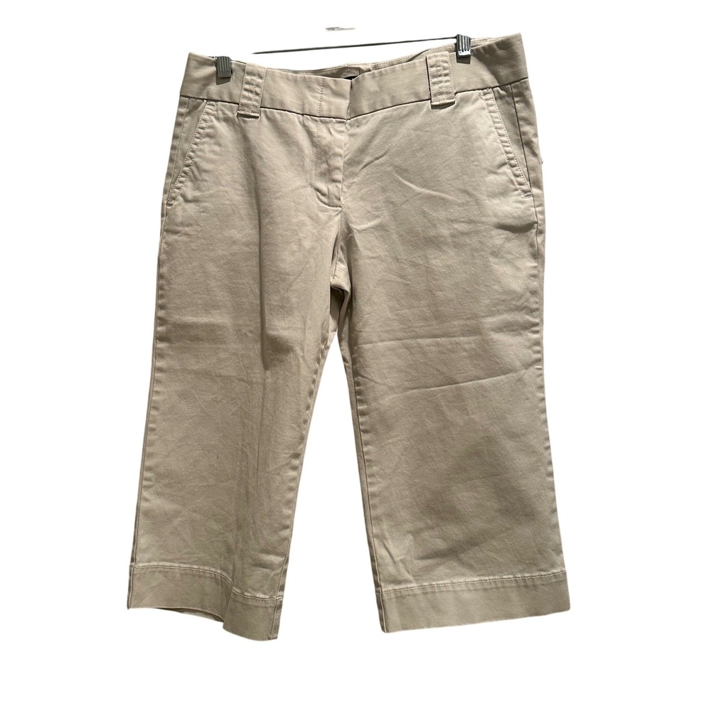 J.Crew Favorite Fit Stretch Khaki Capri Cropped Pants Beige 8 Preppy Minimalist